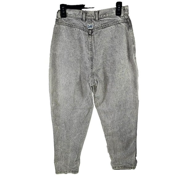 Vintage Lee High Rise Mom Jeans Women's Size 28x29" Light Gray Stone Wash - Picture 2 of 11